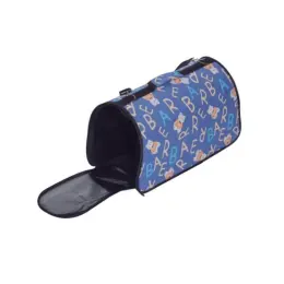Cat Carrier Bag Medium Blue Open